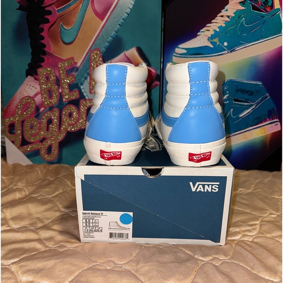 VANS VAULT SK8-HI REISSUE VL (BONNIE BLUE / MARSHMALLOW LEATHER) unisex 8m/9.5w - Picture 7 of 8